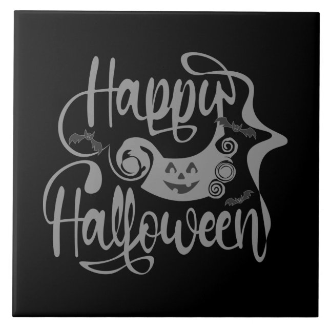 Feliz morcego de Halloween jack ou lanterna (Frente)