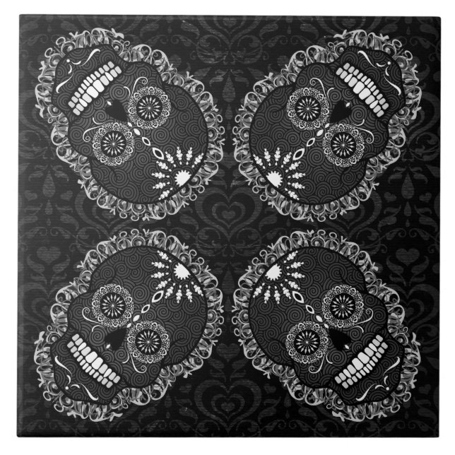 Feliz Muertos - azulejo festivo do teste padrão do (Frente)