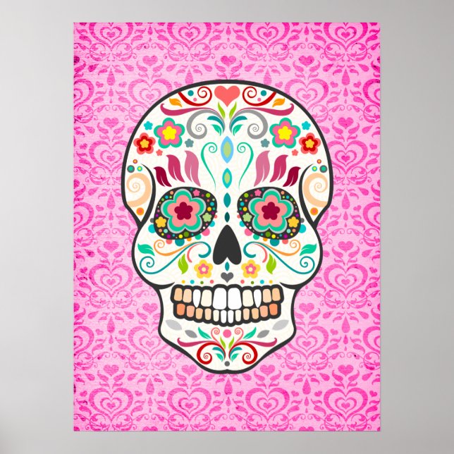 Feliz Muertos - Poster de Arte Crânio de Açúcar Fe (Frente)