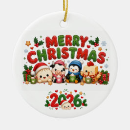 Feliz Natal 2026 Ornamento de Cerâmica