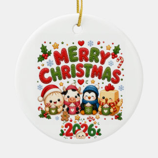 Feliz Natal 2026 Ornamento de Cerâmica