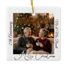 Feliz Natal 25º Aniversário de Casamento Enfeite 3