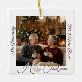 Feliz Natal 25º Aniversário de Casamento Enfeite 3
