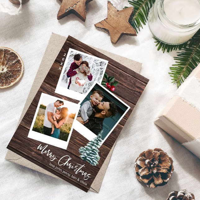 Feliz Natal 3 Cartão Instantâneo de Foto (Criador carregado)