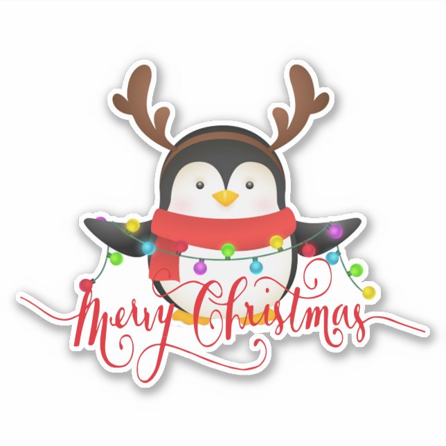 Feliz Natal adesivo de pinguim (Frente)