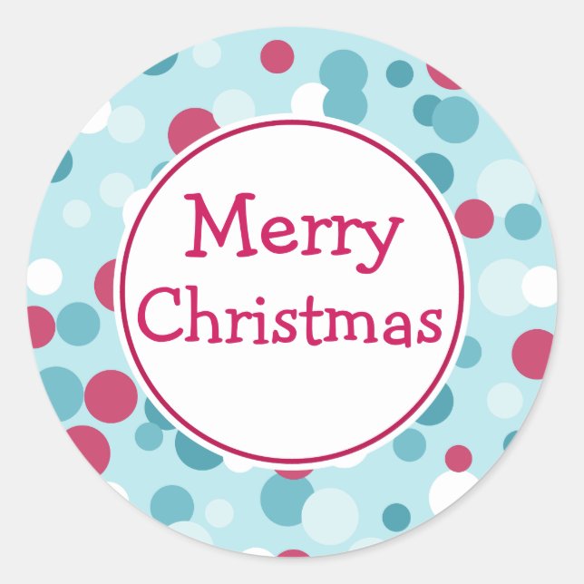 Feliz Natal Adesivos de Natal Pontilhados (Frente)