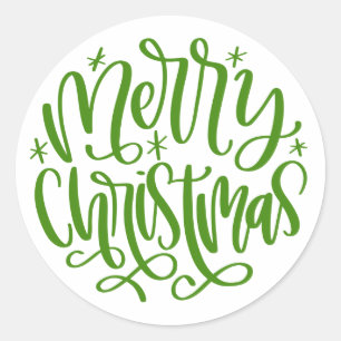 Feliz Natal Adesivos Rótulo Verde Redondo