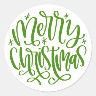 Feliz Natal Adesivos Rótulo Verde Redondo