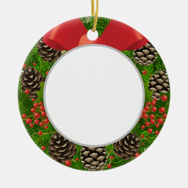 Feliz Natal (adicione sua própria foto) Ornamento (Frente)