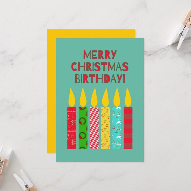 Feliz Natal Aniversário Velas Coloridas (Frente/Verso In Situ)