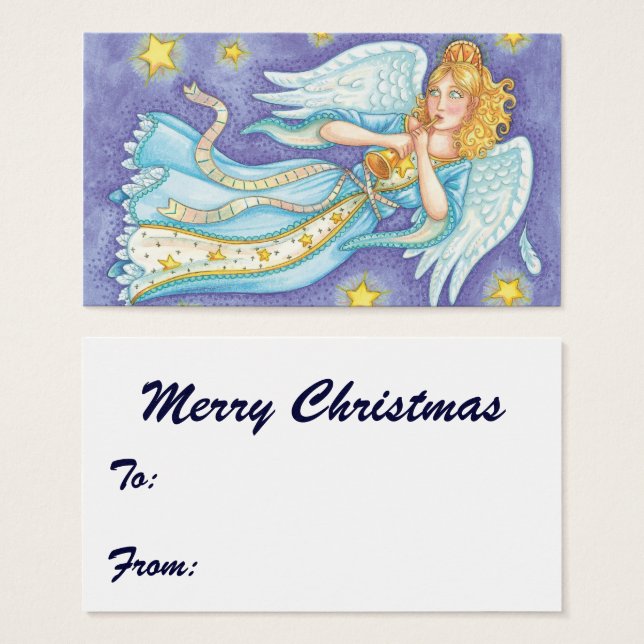 Feliz Natal, Anjo Músico Tocando Seu Corno (Frente & Verso)