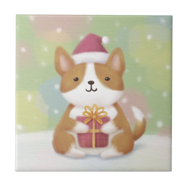 Feliz Natal: Arte de Ilustração de Corgi (Frente)