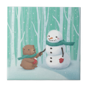 Feliz Natal: Arte de Ilustração de Neve e Urso
