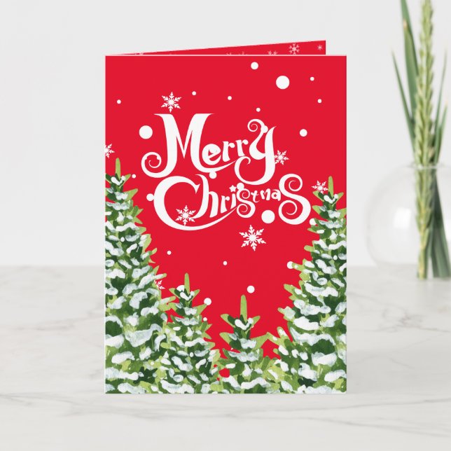 Feliz Natal Árvores de Neve Convite Dobrado (Frente)