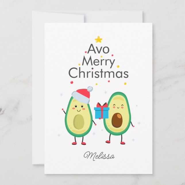 Feliz Natal Avocado Gag Cartões de natal (Frente)