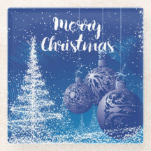 Feliz Natal Azul e Branco Encantado