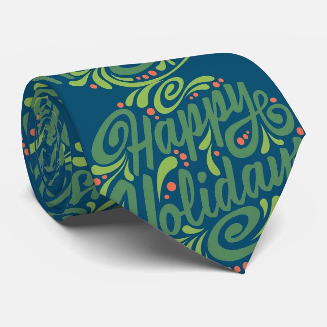 Feliz Natal Azul e Verde Gravata de Natal (Rolled)