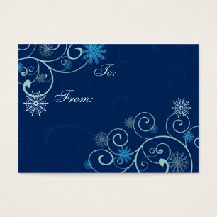 Feliz Natal Azul Flocos de Neve com Etiquetas de P