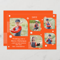 Feliz Natal Baseball Sport 5 Photo Family Name