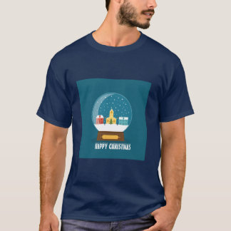 Feliz Natal Básico Marinho Azul Camiseta Azul