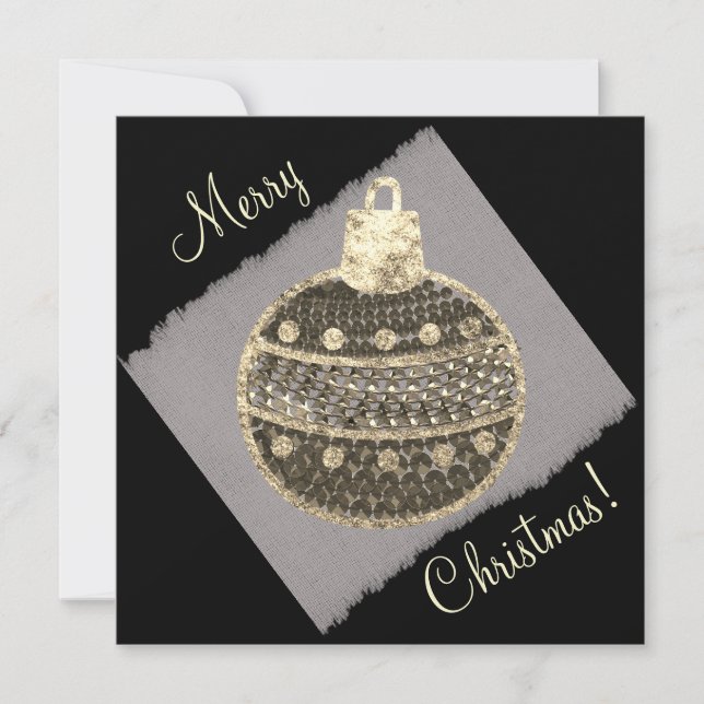 Feliz Natal - Bauble brilhante com sequências sepi (Frente)
