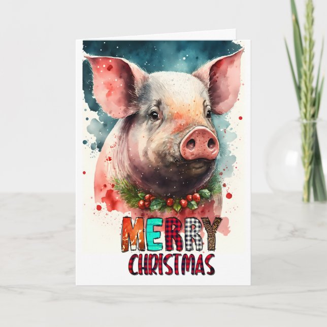 Feliz Natal bebê cartão PORCO (Frente)