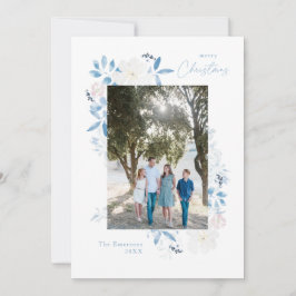 Feliz Natal Blue Watercolor Frame Light