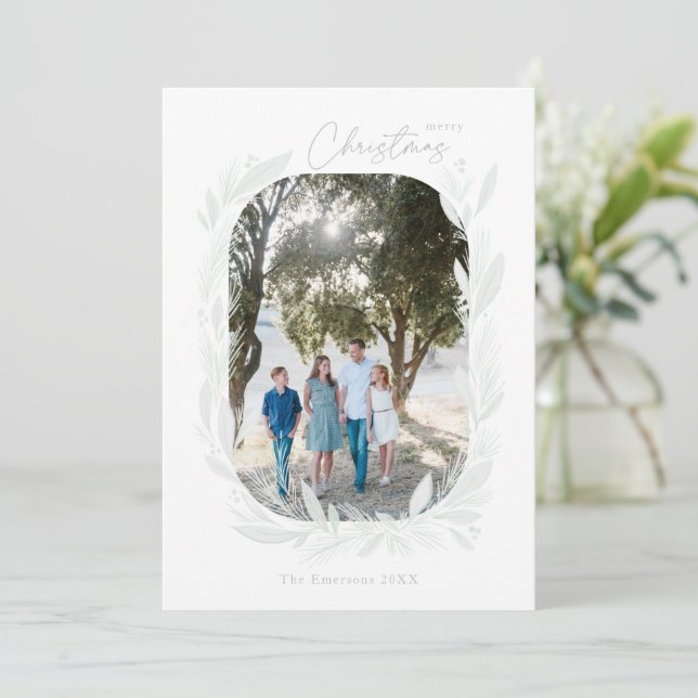 Feliz Natal Boho Watercolor Wreath Frame (Em pé/Frente)