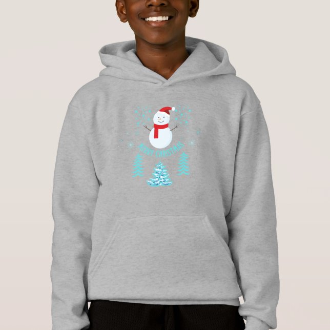 Feliz Natal Boneco de Neve Capuz de Criança (Frente)