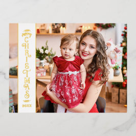 Feliz Natal branco 2 fotos de ouro da família