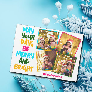 Feliz Natal Brilhante 4 Foto Colagem Ímã Carta
