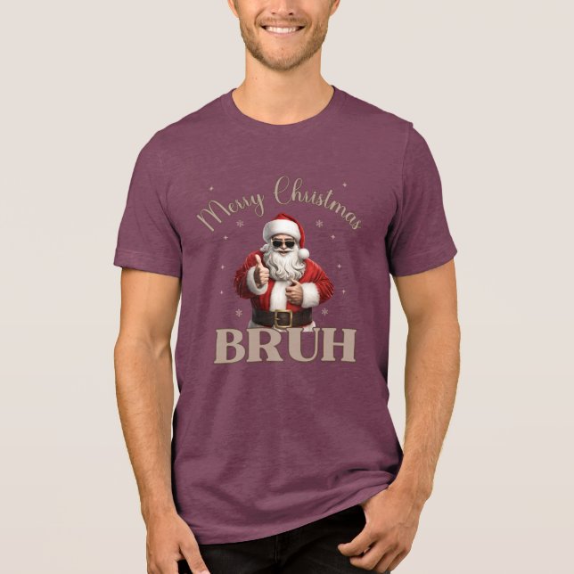 Feliz Natal BRUH design T-Shirt Engraçado (Frente)