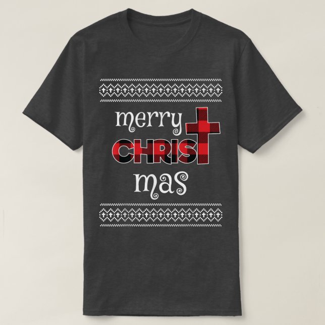 Feliz Natal Buffalo Xadrez Feia Suéter Christi (Frente do Design)