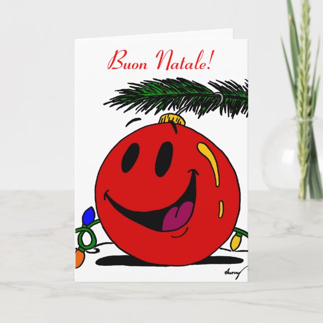 Feliz Natal Buon Natale Cartão de Natal Italiano (Frente)