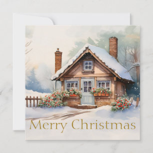 Feliz Natal Cabine na paisagem nevada