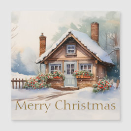 Feliz Natal Cabine na paisagem nevada