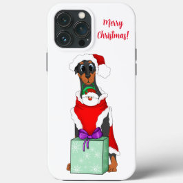 Feliz Natal Cachorro Doberman Fofo Vestido de Papa