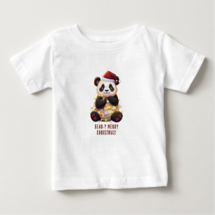 Feliz Natal! Camiseta Panda Bebê Jogada