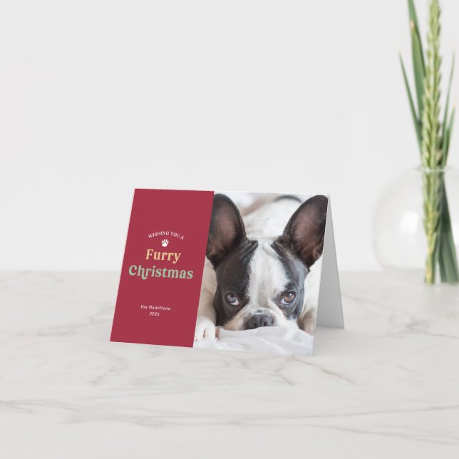 Feliz Natal, Cão Vermelho ou Cartão com fotos de F (Frente)