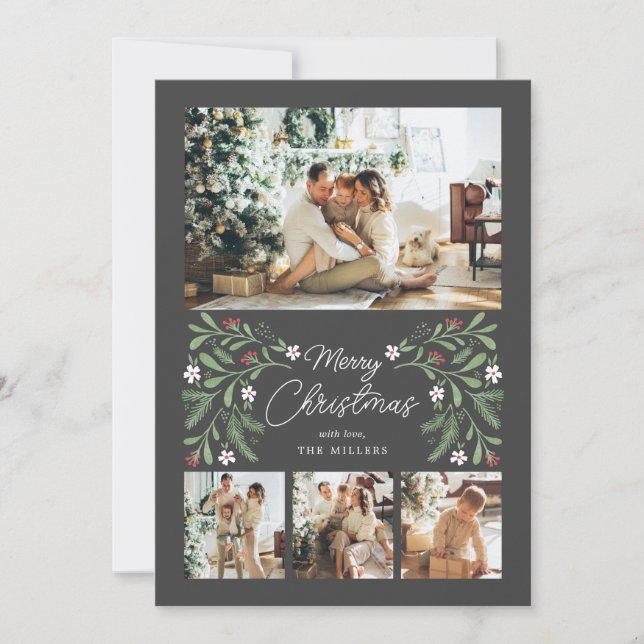 Feliz Natal - Cartão com fotos 4 Botânico (Frente)