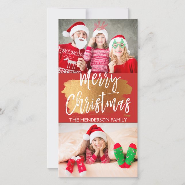 Feliz Natal - Cartão com fotos Lettered Script 2 (Frente)