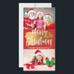 Feliz Natal - Cartão com fotos Lettered Script 2<br><div class="desc">Feliz Natal,  Manda Escrita Dois Cartões com fotos com Pincel Dourado. As duas fotos e o texto deste script de pincel com letra manual podem ser atualizados e personalizados com sua foto e seu nome de família.</div>