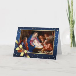 Feliz Natal. Cartão de Cena da Natividade em Portu