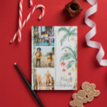 Feliz Natal | Cartão de Colagem de Fotos de Natal<br><div class="desc">Deseje aos seus entes queridos um feliz Natal com as nossas cartas Mele Kalikimaka. Palmas simples de aquarela decoladas em luzes festivas. Três colagens de fotos na frente com fotos enquadradas no cheio na parte traseira e sua mensagem personalizada. Adicione seu texto personalizado a este design usando as caixas "Editar...</div>