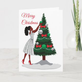 Feliz Natal Cartão de Mulher Negra-Africana Americ