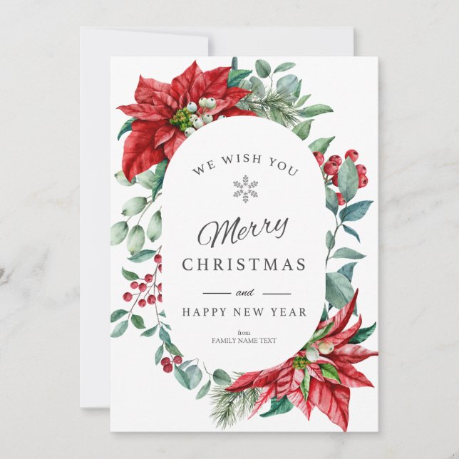 Feliz Natal Cartão de Natal - quadro de poinsettia (Frente)