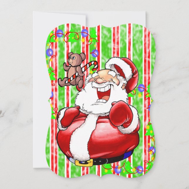 Feliz Natal Cartão de Saudação Flat Urso de Teddy (Frente)