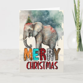 Feliz Natal Cartão Elefante Feliz