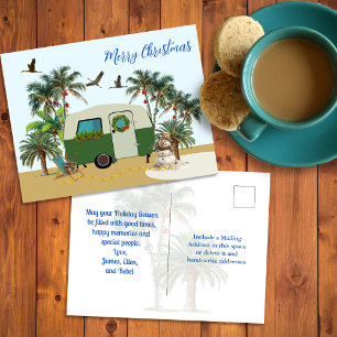Feliz Natal Cartão Postal de Acampamento Tropical