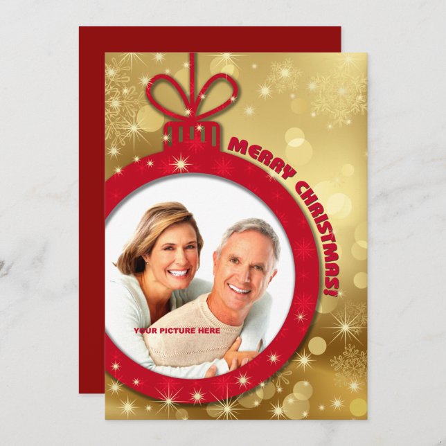 Feliz Natal. Cartões de foto de Natal Personalizad (Frente/Verso)